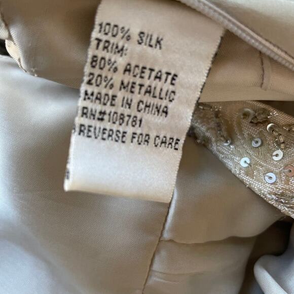 Niteline Formal Champagne Silk Beaded Long Dress with Jacket - Picture 15 of 16